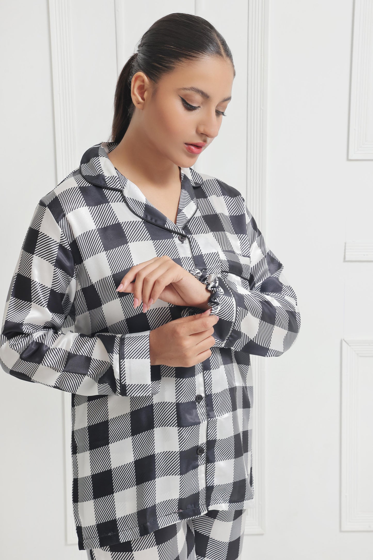 Black and White Checkered Pajama Set